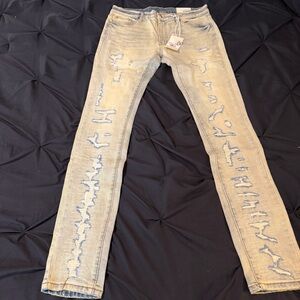 MNML Men’s Distressed Light Blue Jeans